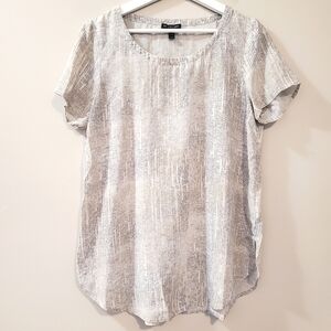 Eileen Fisher - Silk Tee Blouse Neutral Pattern - Size M